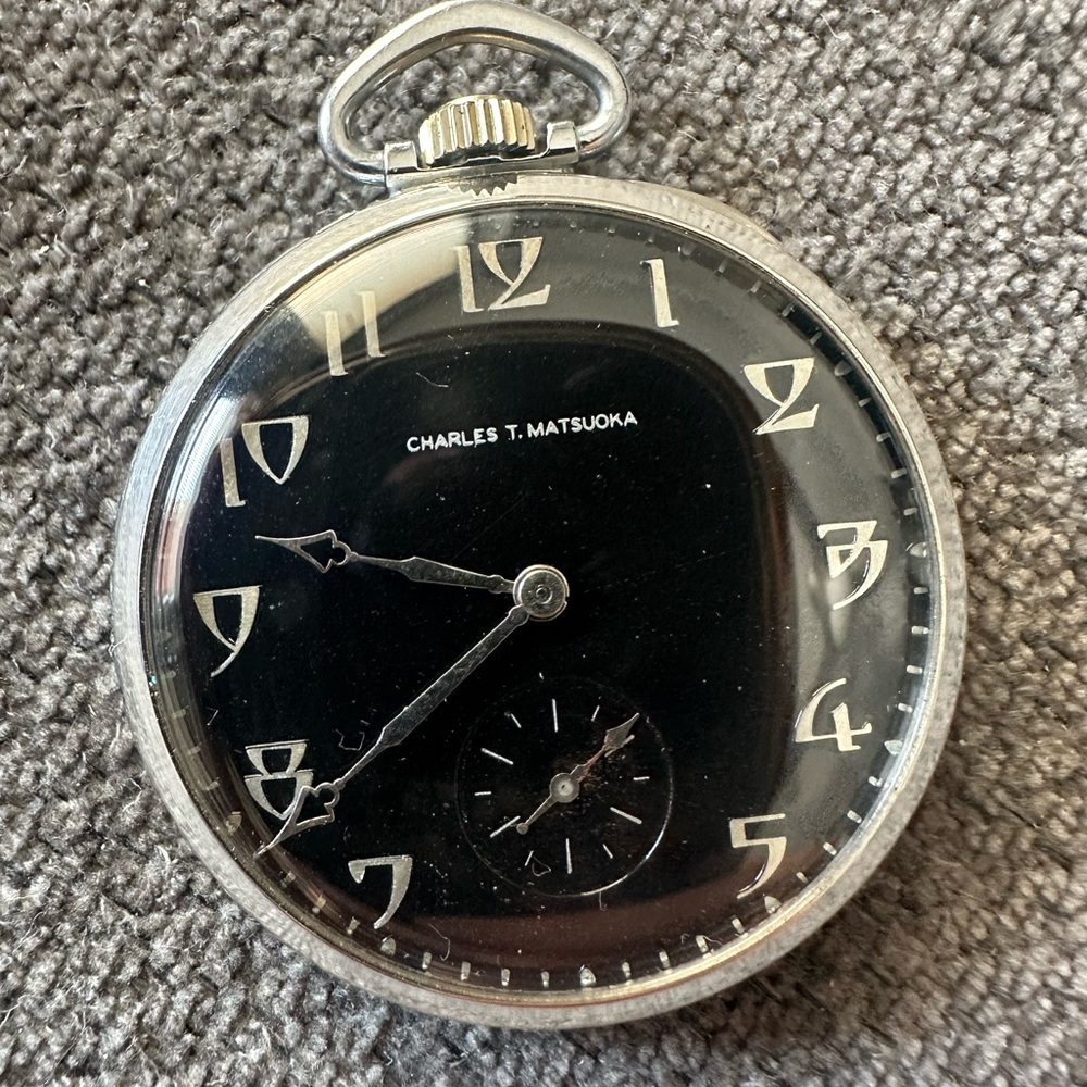 Charles T. Matsuoka Vintage Pocket Watch in Silver